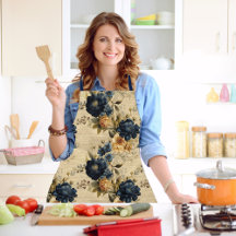 Elegant Blue Cream Geel Bloemen Patroon