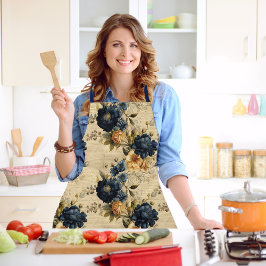 Elegant Blue Cream Geel Bloemen  Patroon Schort