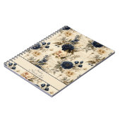 Elegant Blue Cream Rozen Bloemenpatroon Notitieboek (Linkerzijde)