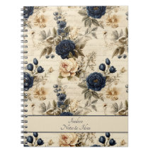 Elegant Blue Cream Rozen Bloemenpatroon