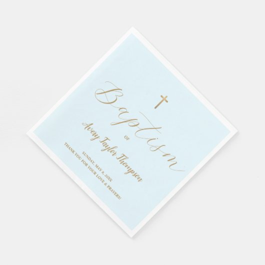 Elegant Blue Cross Baptisme Script Servet (Hoek)