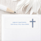 Elegant Blue Cross Boy Baptism First Community Etiket (Insitu)