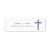 Elegant Blue Cross Boy Baptism First Community Etiket (Voorkant)