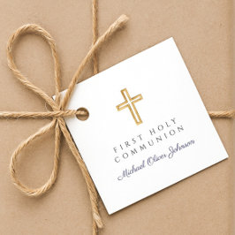 Elegant Blue Cross Boy First Community Bedankjes Labels