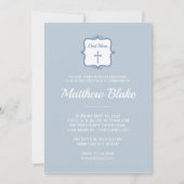Elegant Blue Cross Boys Eerste communiqué uitnodig Kaart (Voorkant)