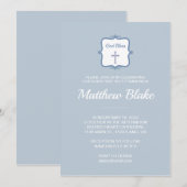 Elegant Blue Cross Boys Eerste communiqué uitnodig Kaart (Voorkant / Achterkant)