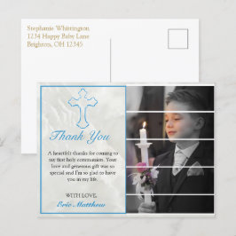 Elegant Blue Cross Heilige Communauteit Foto: Dank Briefkaart