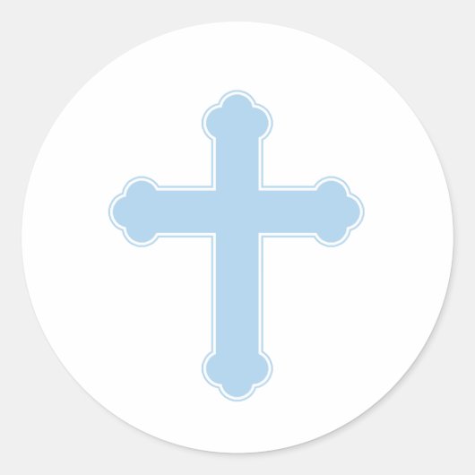 Elegant Blue Cross Ornament Ronde Sticker (Voorkant)