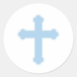 Elegant Blue Cross Ornament Ronde Sticker