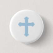 Elegant Blue Cross Ronde Button 3,2 Cm (Voorkant)