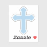 Elegant Blue Cross Sticker<br><div class="desc">Elegant blauw kruisontwerp voor babyjongen Baptismen en Christenings.</div>