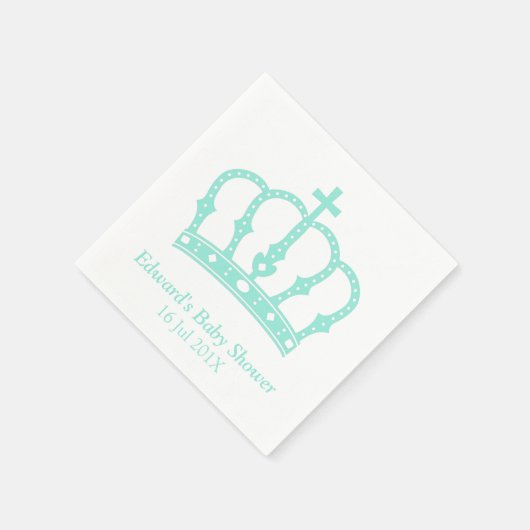 Elegant Blue Crown Prince Baby shower Servetten (Hoek)