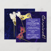 Elegant Blue Custom Masquerade Ball Invitation Kaart (Voorkant / Achterkant)