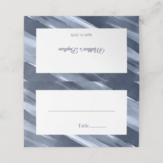 Elegant Blue Custom Place Card Plaatskaartje (Buitenkant ongevouwen)