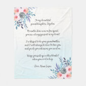 Elegant Blue Custom Quote Floral Granddochter Fleece Deken (Voorkant)