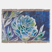 Elegant Blue Dahlia Navy Blauwgroen Bloemen Waterv Deken (Voorkant)