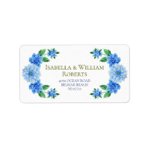 Elegant Blue Dahlia Wedding Address