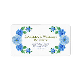 Elegant Blue Dahlia Wedding Address Etiket