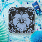 Elegant blue damask, aangepast kerstpapier Borden Papieren Bordje (Feest)