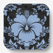 Elegant blue damask, aangepast kerstpapier Borden Papieren Bordje (Voorkant)