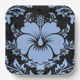 Elegant blue damask, aangepast kerstpapier Borden Papieren Bordje