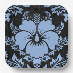 Elegant blue damask, aangepast kerstpapier Borden Papieren Bordje