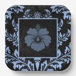 Elegant blue damask, aangepast kerstpapier Borden Papieren Bordje