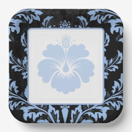 Elegant blue damask, aangepast kerstpapier Borden Papieren Bordje