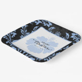 Elegant blue damask, aangepast kerstpapier Borden Papieren Bordje (Gebogen)