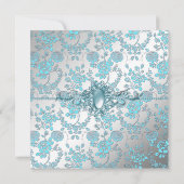 Elegant Blue Damask Floral Birthday Party Kaart (Achterkant)