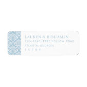 Elegant Blue Damask Floral Etiket (Voorkant)