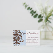 Elegant Blue Damask - Gepersonaliseerd Visitekaartje (Staand voorkant)