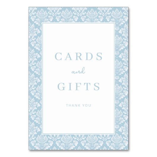 Elegant Blue Damask Gratitude Card Kaart (Voorkant)