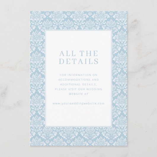 Elegant Blue Damask Informatiekaartje (Voorkant)