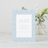 Elegant Blue Damask Informatiekaartje (Staand voorkant)