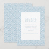 Elegant Blue Damask Informatiekaartje (Voorkant / Achterkant)