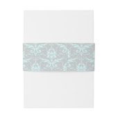 Elegant Blue Damask Invitation Belly Band Uitnodigingen Wikkel (Achterkant Voorbeeld)
