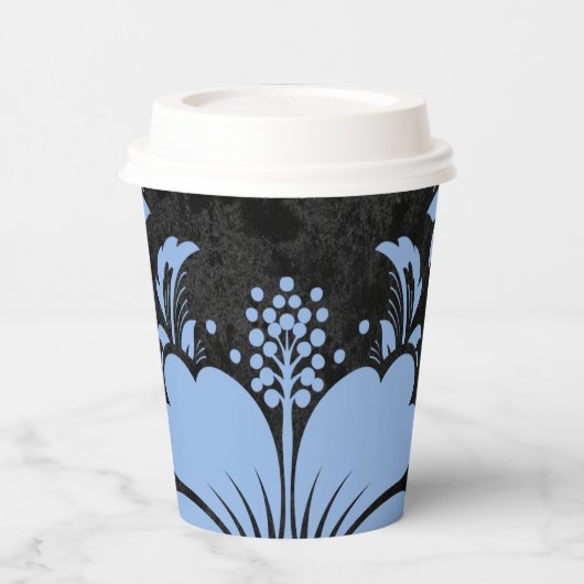 Elegant blue damask kerst elegant papieren bekers (Links)