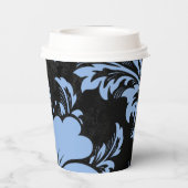 Elegant blue damask kerst elegant papieren bekers (Achterkant)
