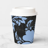Elegant blue damask kerst elegant papieren bekers (Voorkant)