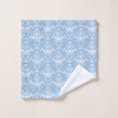 Elegant Blue Damask Patroon Bad Handdoek (Wasdoekje)