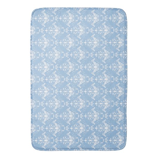 Elegant Blue Damask Patroon Badmat (Voorkant Verticaal)