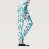 Elegant Blue Damask Patroon Leggings (Rechts)