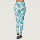 Elegant Blue Damask Patroon Leggings (Achterkant)