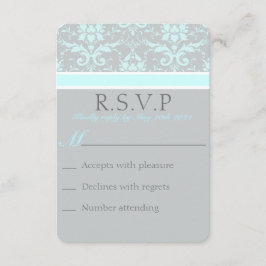 Elegant Blue Damask RSVP-kaart RSVP Kaartje