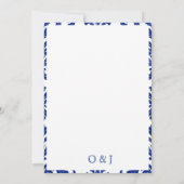 Elegant Blue Damask  Save The Date (Achterkant)