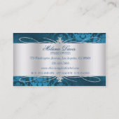 Elegant Blue Damask Swirl Visitekaartje (Achterkant)