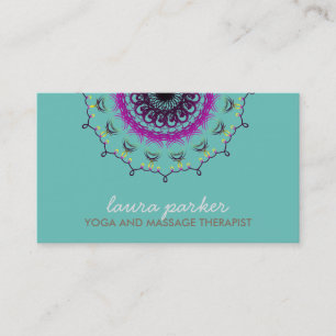Elegant Blue Damask Swirl Yoga Healing Health Visitekaartje
