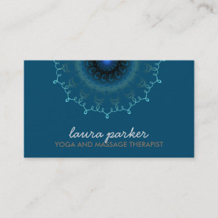 Elegant Blue Damask Swirl Yoga Healing Health Visitekaartje