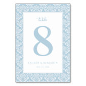 Elegant Blue Damask Table Number Kaart (Achterkant)